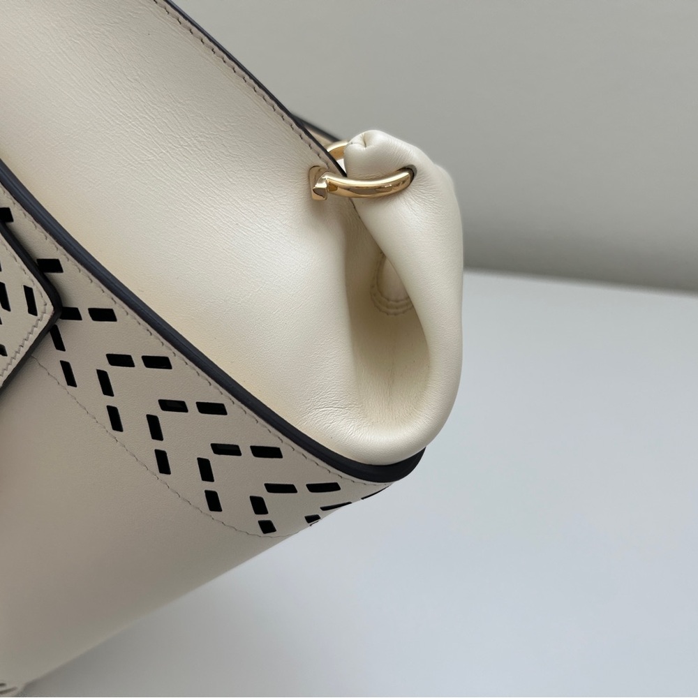 Salvatore Ferragamo Calfskin Perforated Sofia Satchel in Ivory with Dust Bag - Picture 15 of 16